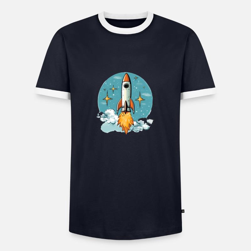 Rocket - Men's Ringer Shirt - navy/white