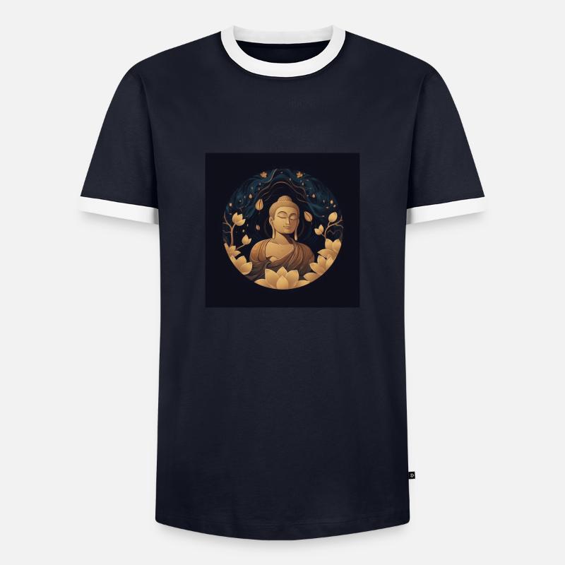 Buddha Artwork Classic - Männer Kontrast-T-Shirt - Navy/Weiß 