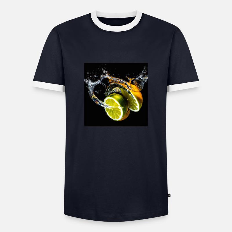 Zitrusfrüchte Splash - Männer Kontrast-T-Shirt - Navy/Weiß 