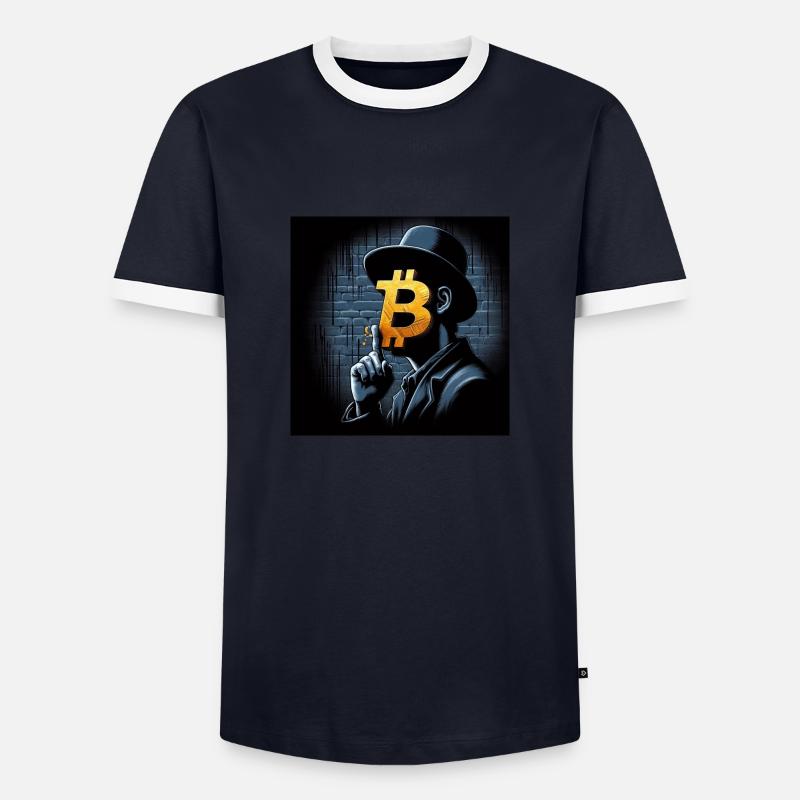 Bitcoin - Männer Kontrast-T-Shirt - Navy/Weiß 