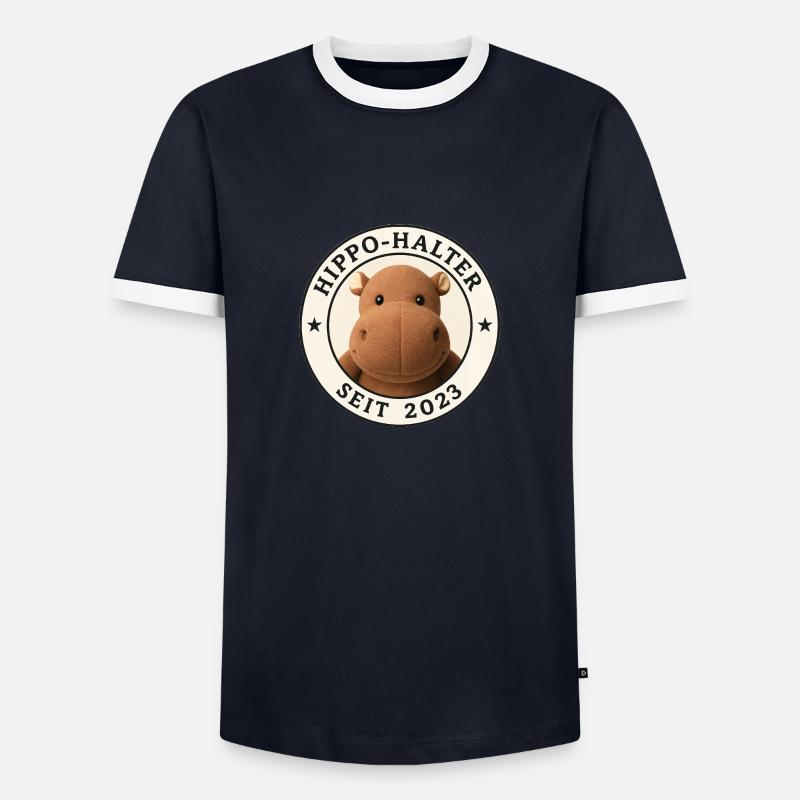 Hippo-Halter - Männer Kontrast-T-Shirt - Navy/Weiß 