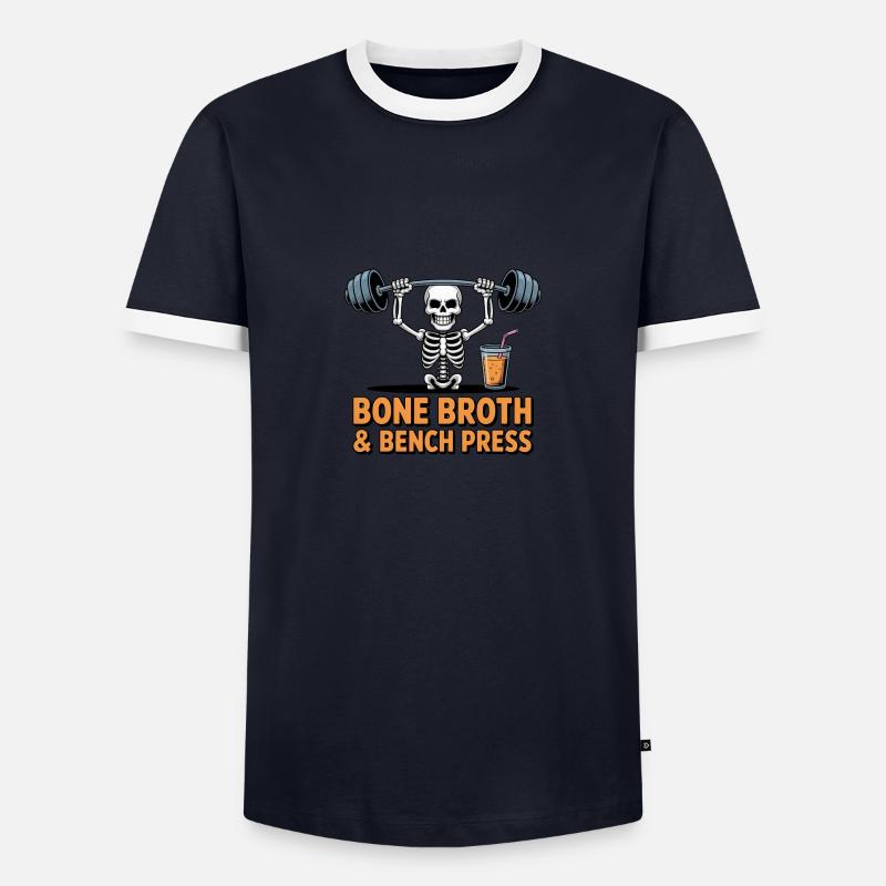 Bone Broth & Bench Press - Men's Ringer Shirt - navy/white 