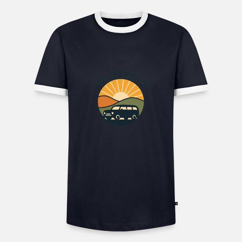 Stilisierter Horizont & Van - Männer Kontrast-T-Shirt - Navy/Weiß