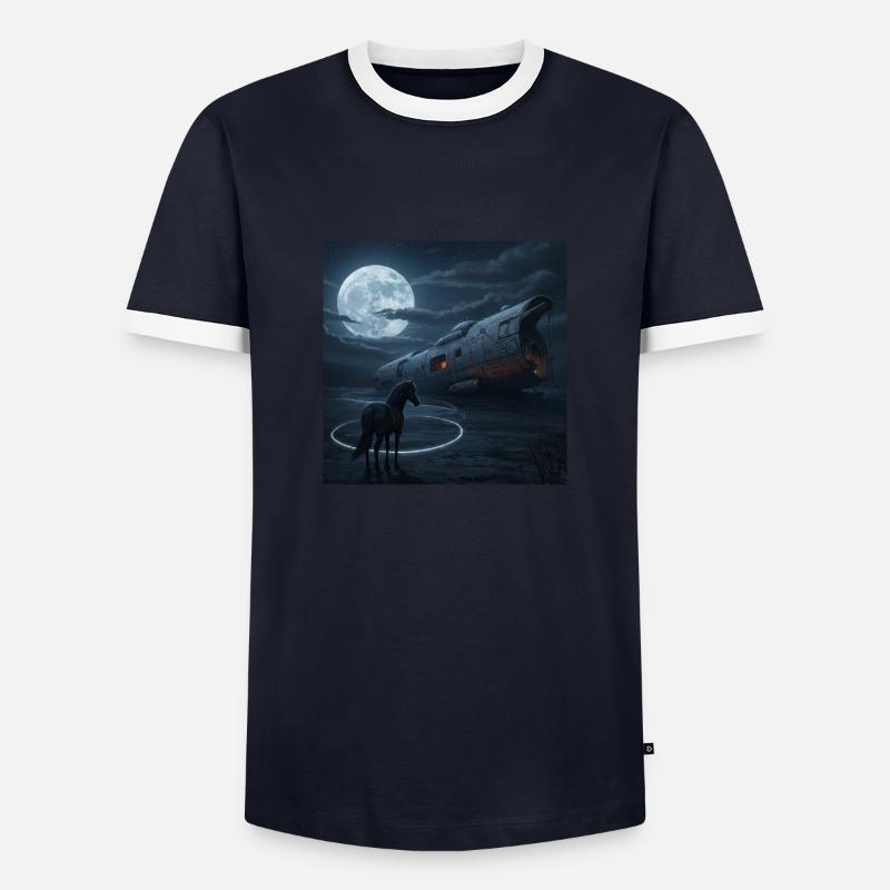Night flight into the unknown - Men's Ringer Shirt - navy/white