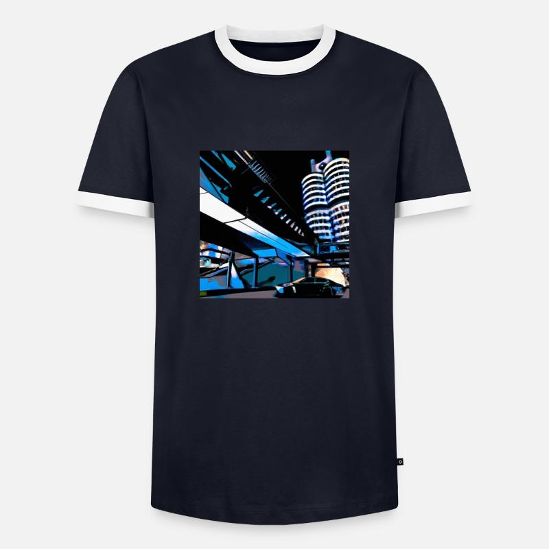 Munich-1 theme - Men's Ringer Shirt - navy/white