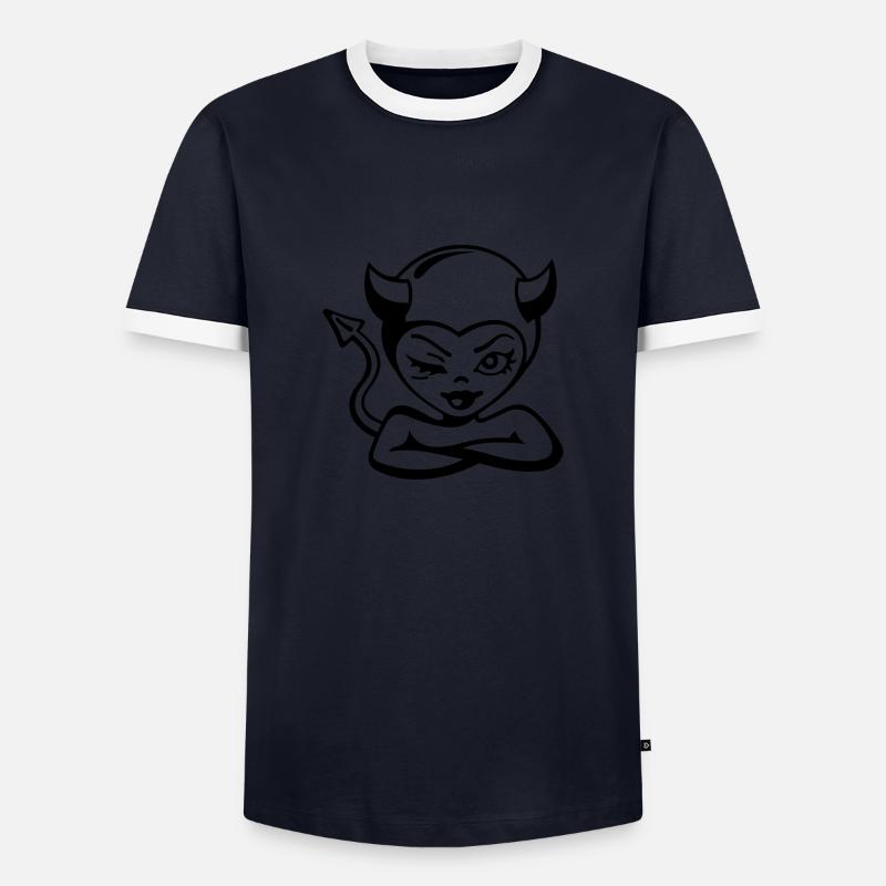 Devil Lady - Männer Kontrast-T-Shirt - Navy/Weiß 