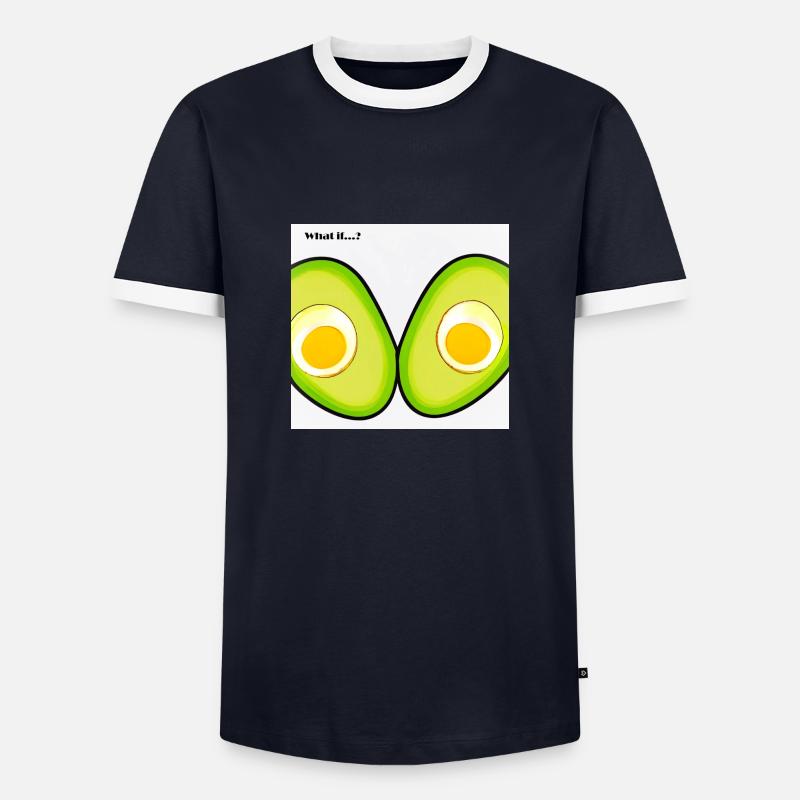 Avocado mit Ei - Männer Kontrast-T-Shirt - Navy/Weiß 