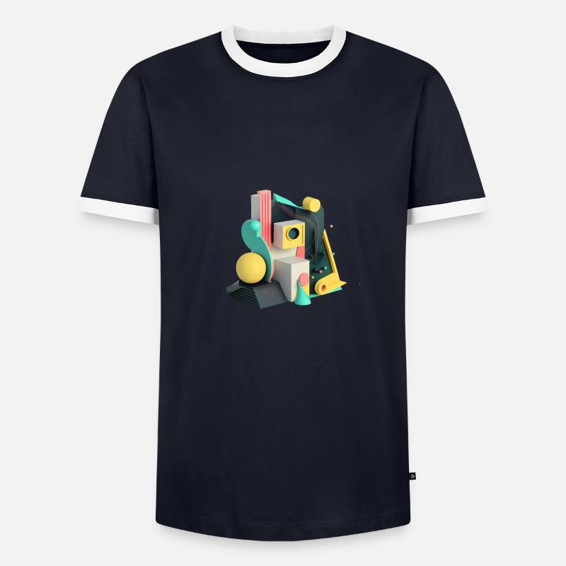 .3D - Men's Ringer Shirt - navy/white 