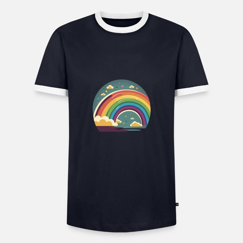 RAINBOW - Männer Kontrast-T-Shirt - Navy/Weiß 