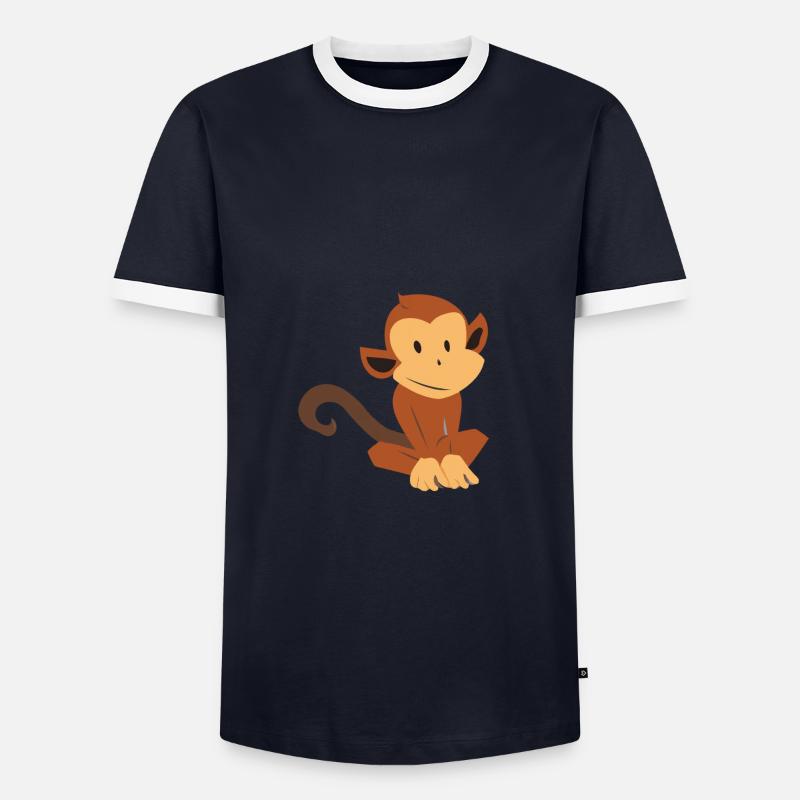 Süßes kleines Äffchen - Männer Kontrast-T-Shirt - Navy/Weiß 