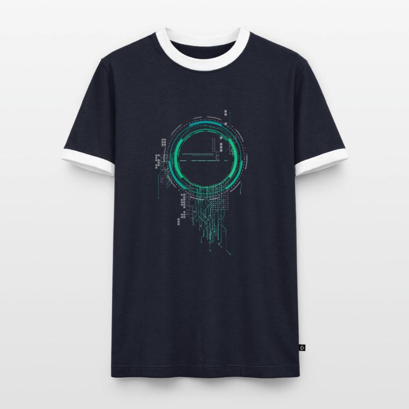 cpu pc platine raumschiff code nerd pc pixel coder Männer Kontrast-T-Shirt
