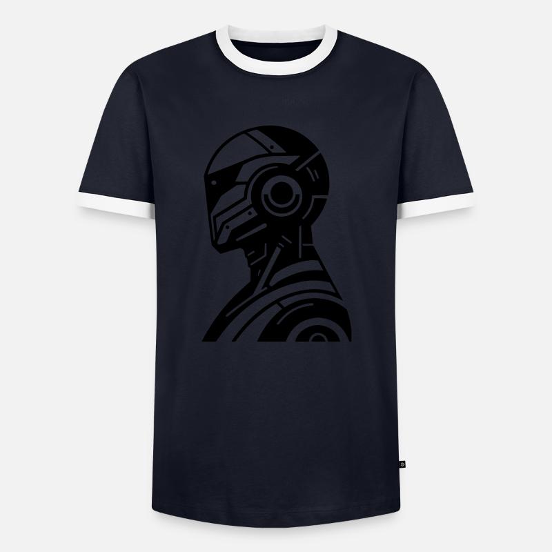 Roboter - Männer Kontrast-T-Shirt - Navy/Weiß 