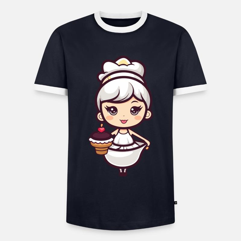 Backfee Fee Backen Kuchen - Männer Kontrast-T-Shirt - Navy/Weiß