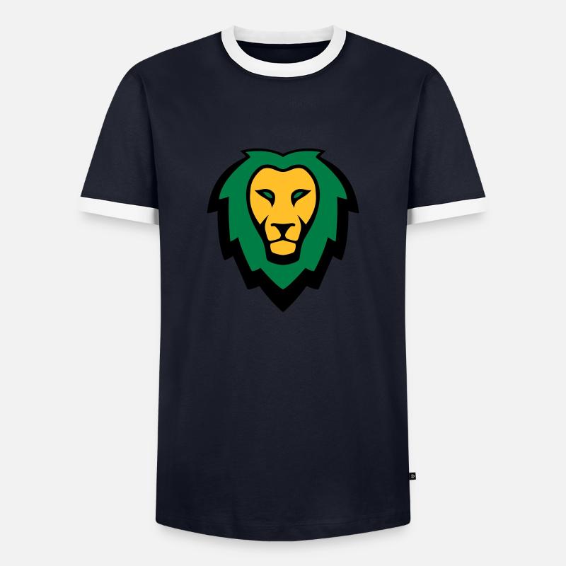 Löwe Maskottchen Logo - Männer Kontrast-T-Shirt - Navy/Weiß