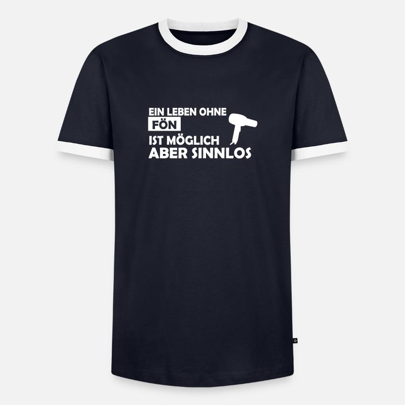ein leben ohne fön - Männer Kontrast-T-Shirt - Navy/Weiß 