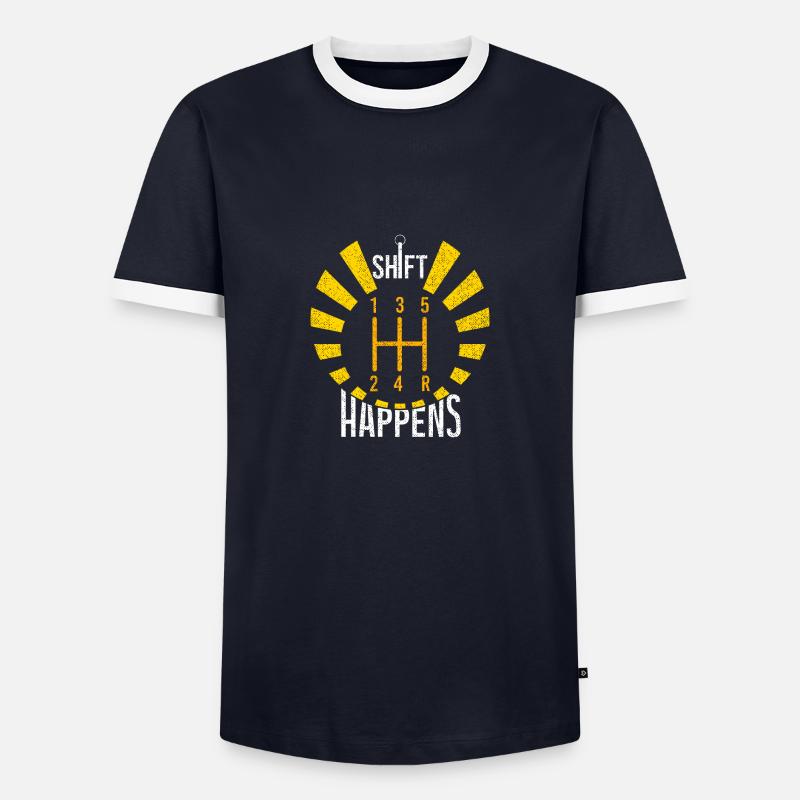Shift Happens - Men's Ringer Shirt - navy/white