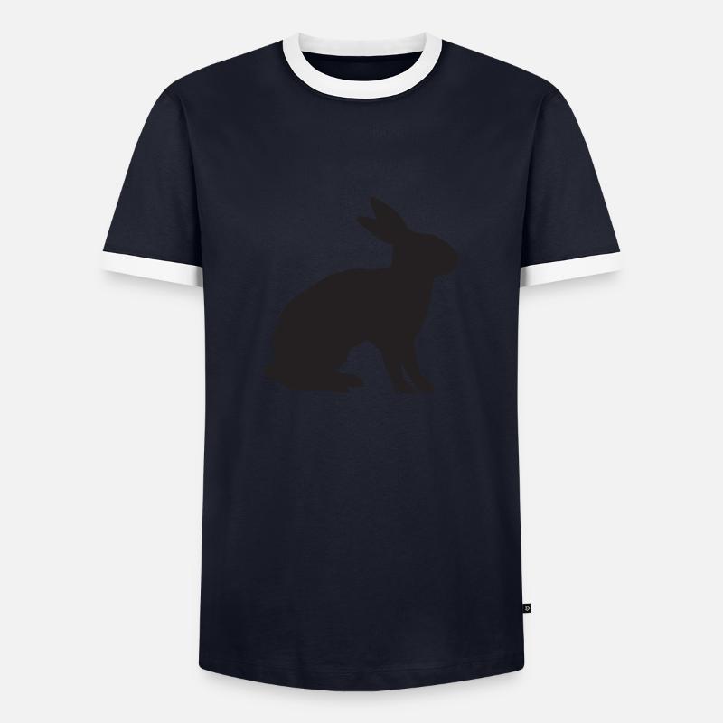 rabbit - Männer Kontrast-T-Shirt - Navy/Weiß 