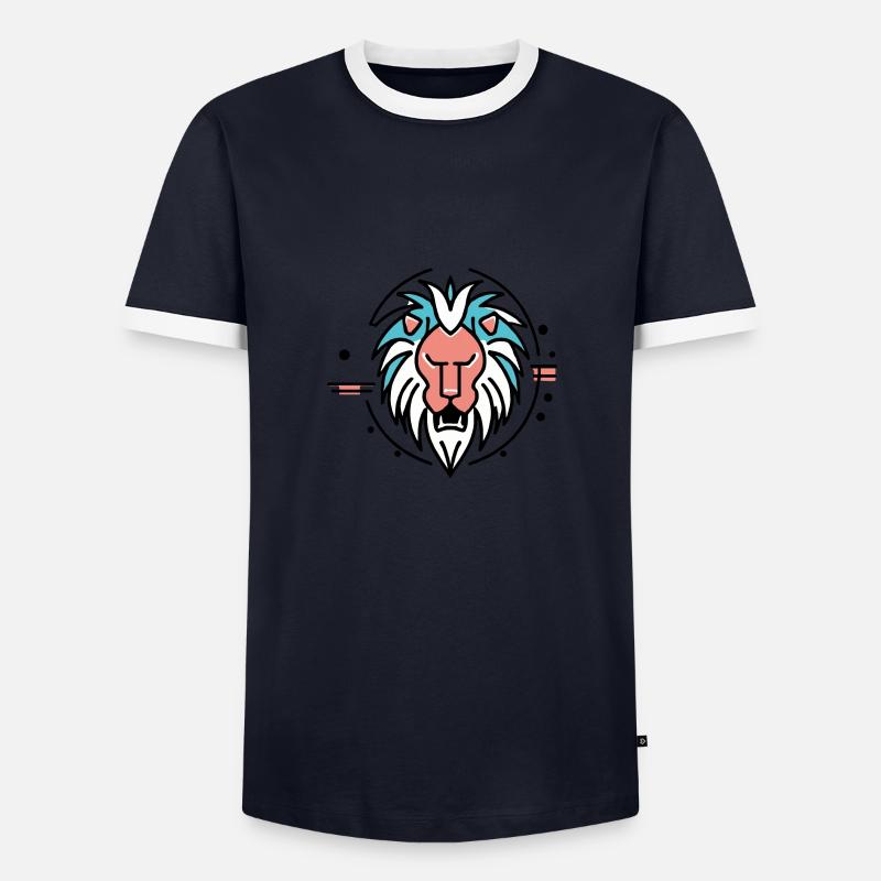 Brüllender Löwe - Männer Kontrast-T-Shirt - Navy/Weiß 