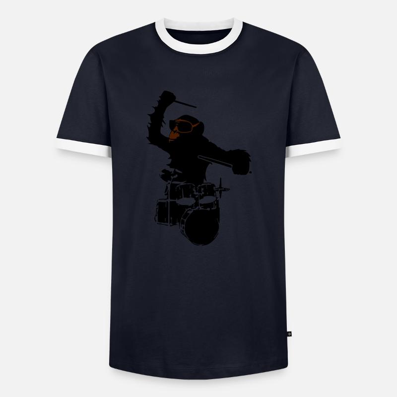 music monkey - Men's Ringer Shirt - navy/white