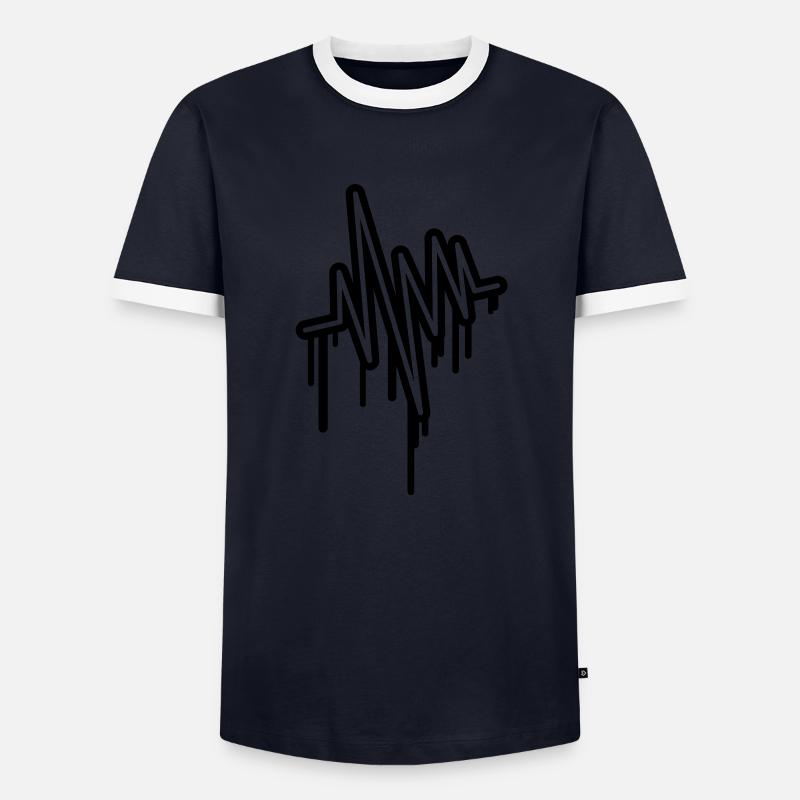 wave_pulse_grunge_u1 - Men's Ringer Shirt - navy/white 