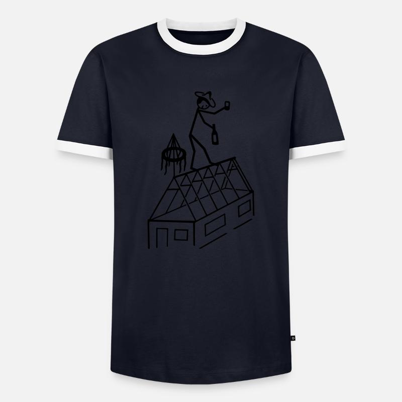 Zimmermann feiert Richtfest - Männer Kontrast-T-Shirt - Navy/Weiß