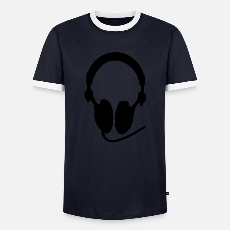 Kopfhörer Ohrhörer Headset Headphones Geschenkidee - Männer Kontrast-T-Shirt - Navy/Weiß 
