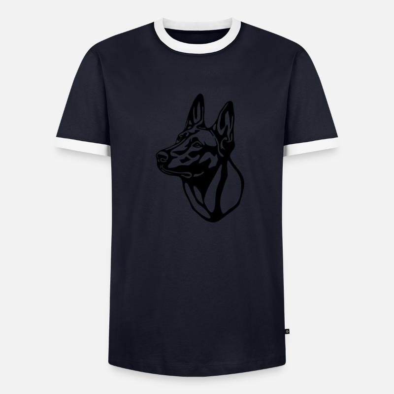 2 Malinois withoutBackground text - Männer Kontrast-T-Shirt - Navy/Weiß