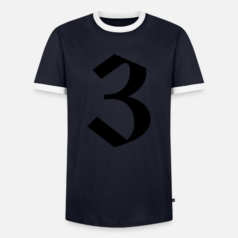 3 - Männer Kontrast-T-Shirt - Navy/Weiß 