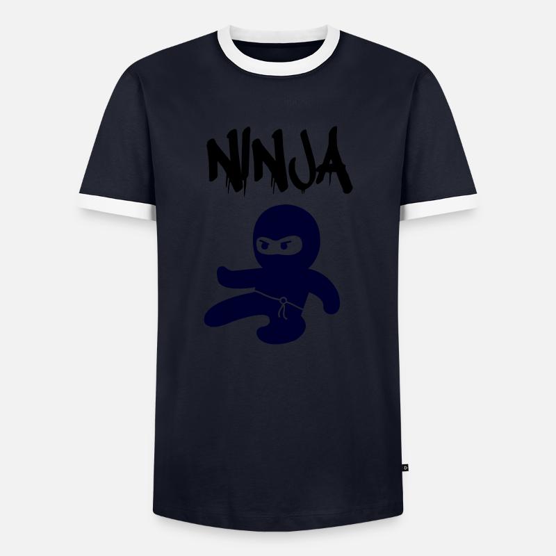 Ninja - Männer Kontrast-T-Shirt - Navy/Weiß 