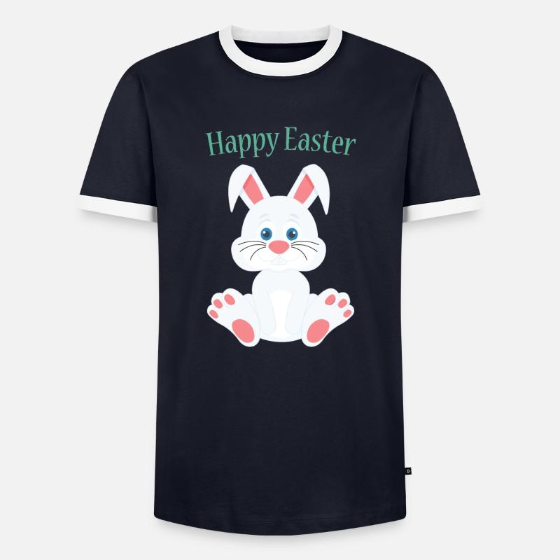 Cute easter bunny - Men's Ringer Shirt - navy/white