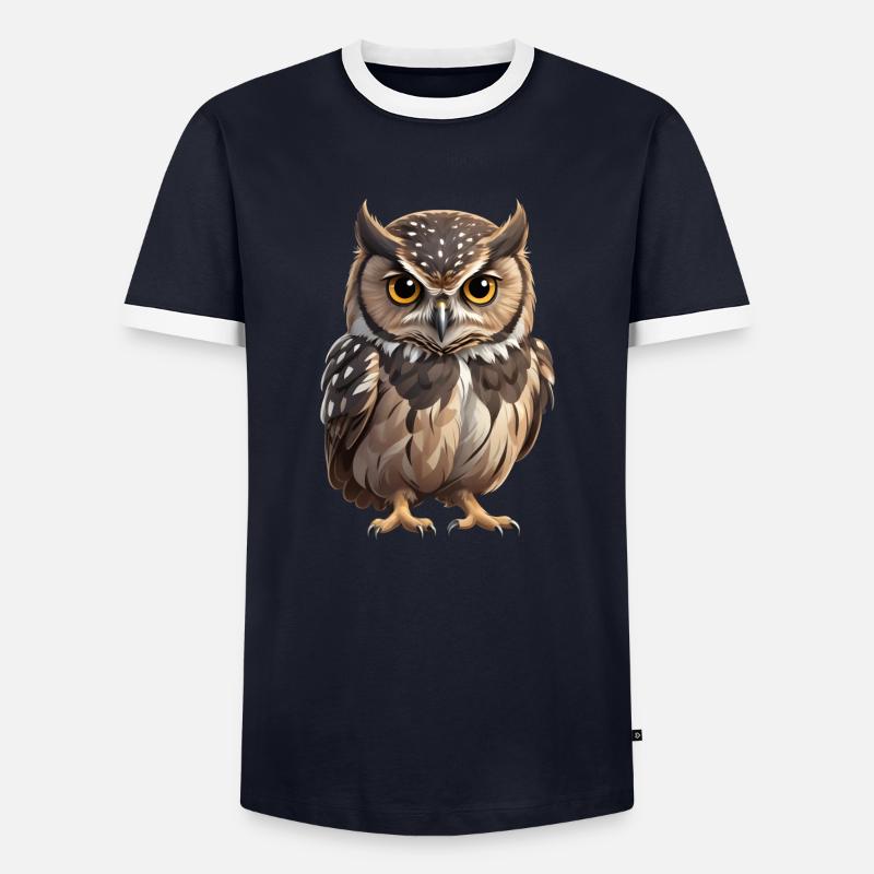 Junge braune Eule - Männer Kontrast-T-Shirt - Navy/Weiß 