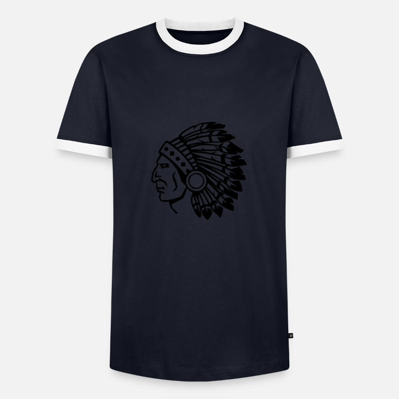 Indian - Men's Ringer Shirt - navy/white