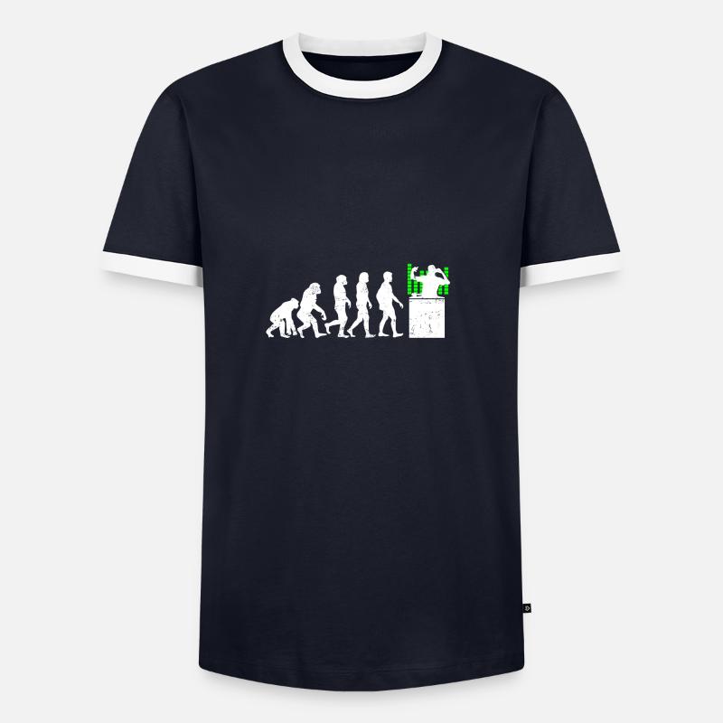 Dj evolution entwicklung musik turntable - Männer Kontrast-T-Shirt - Navy/Weiß 