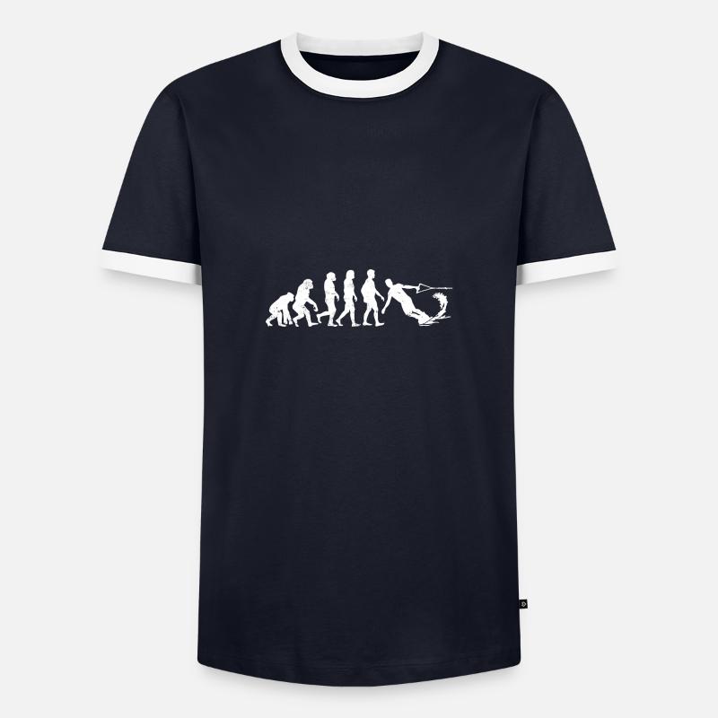 wakeboarder evolution wakeboard geschenk wasser - Männer Kontrast-T-Shirt - Navy/Weiß 