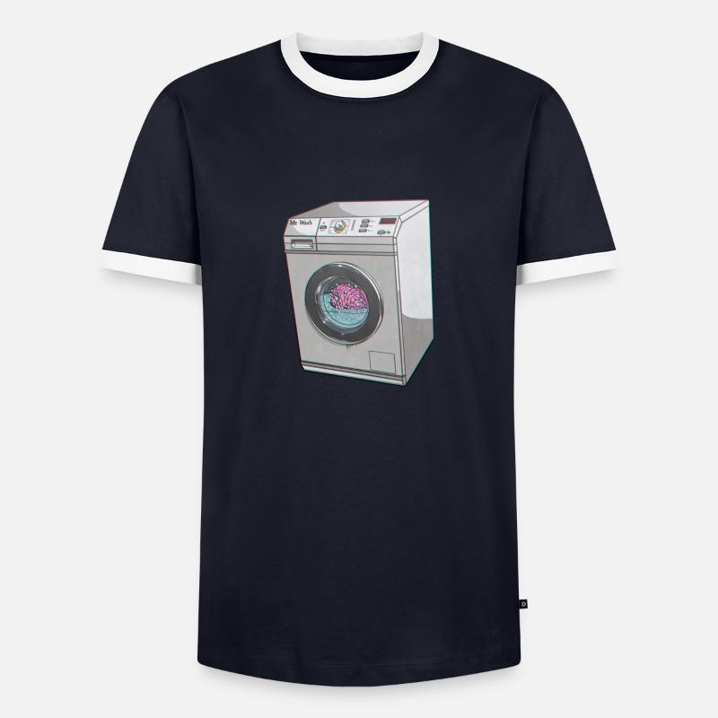 BRAIN WASHED - Men's Ringer Shirt - navy/white 