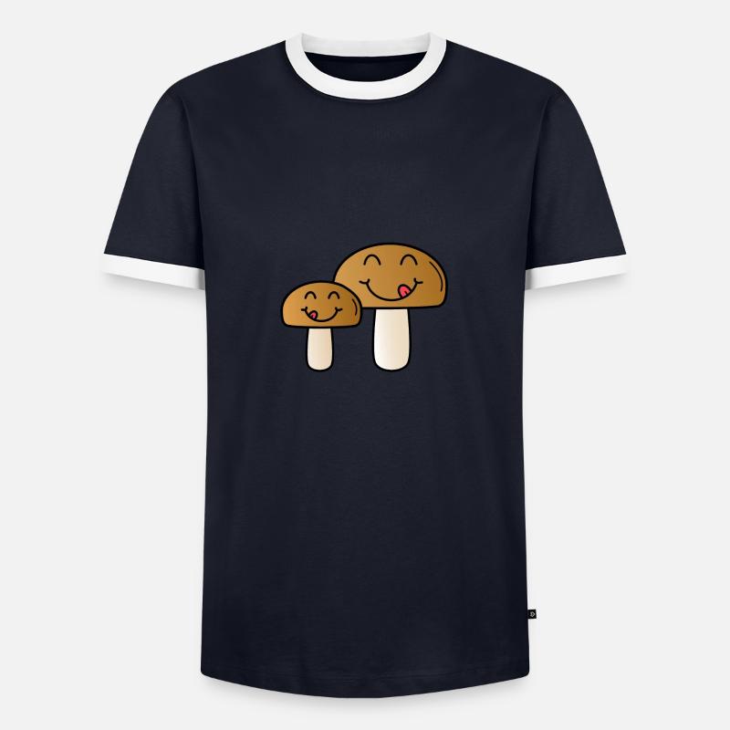Pilze - Männer Kontrast-T-Shirt - Navy/Weiß 
