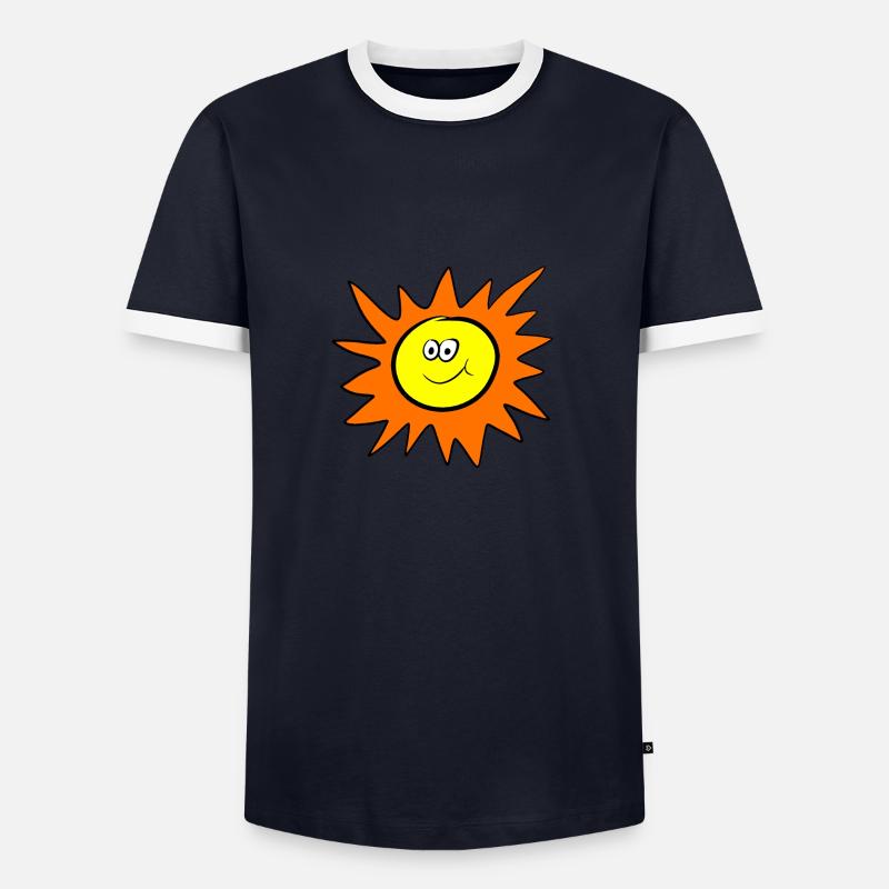 Sun - Männer Kontrast-T-Shirt - Navy/Weiß