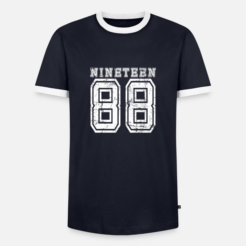 NINETEEN 1988 - Männer Kontrast-T-Shirt - Navy/Weiß