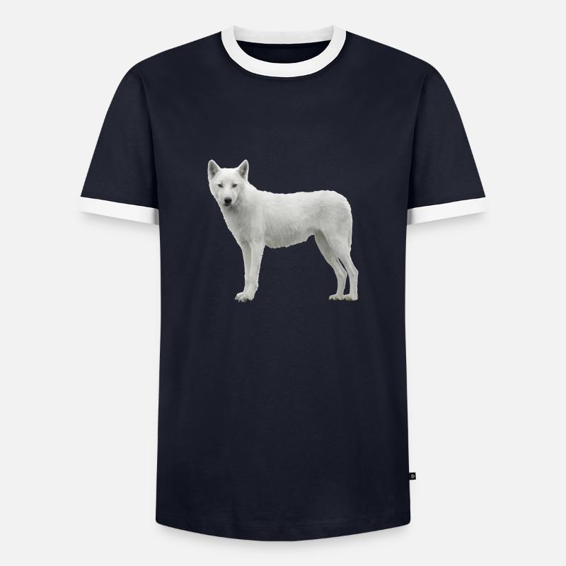 Wolf - Men's Ringer Shirt - navy/white