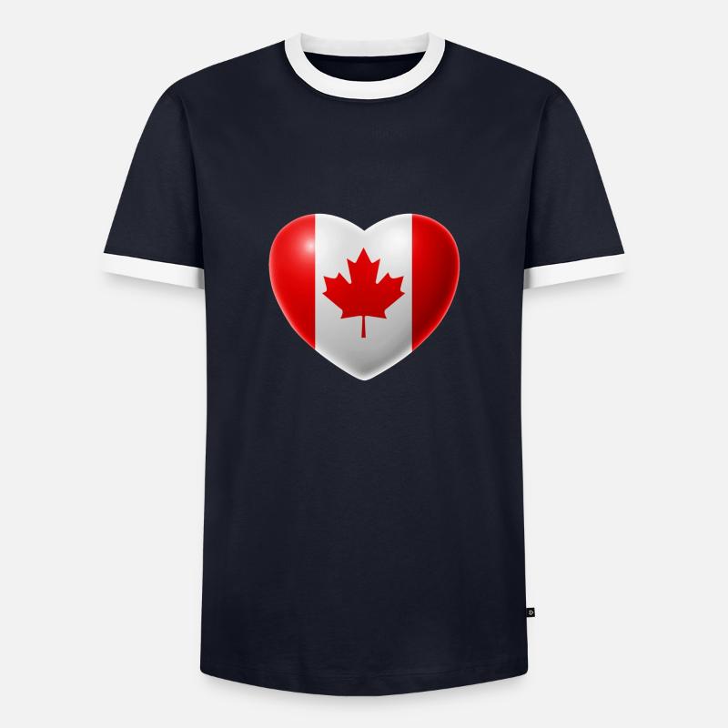 Herz (Kanada / Canada) - Männer Kontrast-T-Shirt - Navy/Weiß