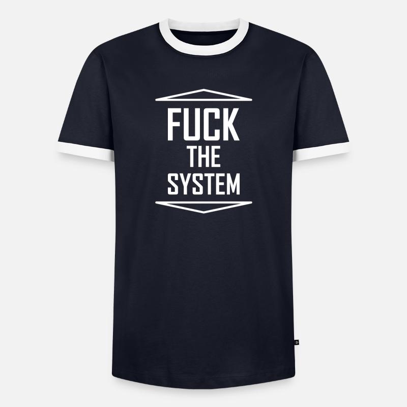 BAISER LE SYSTÈME - T-shirt contrasté Homme - marine/blanc