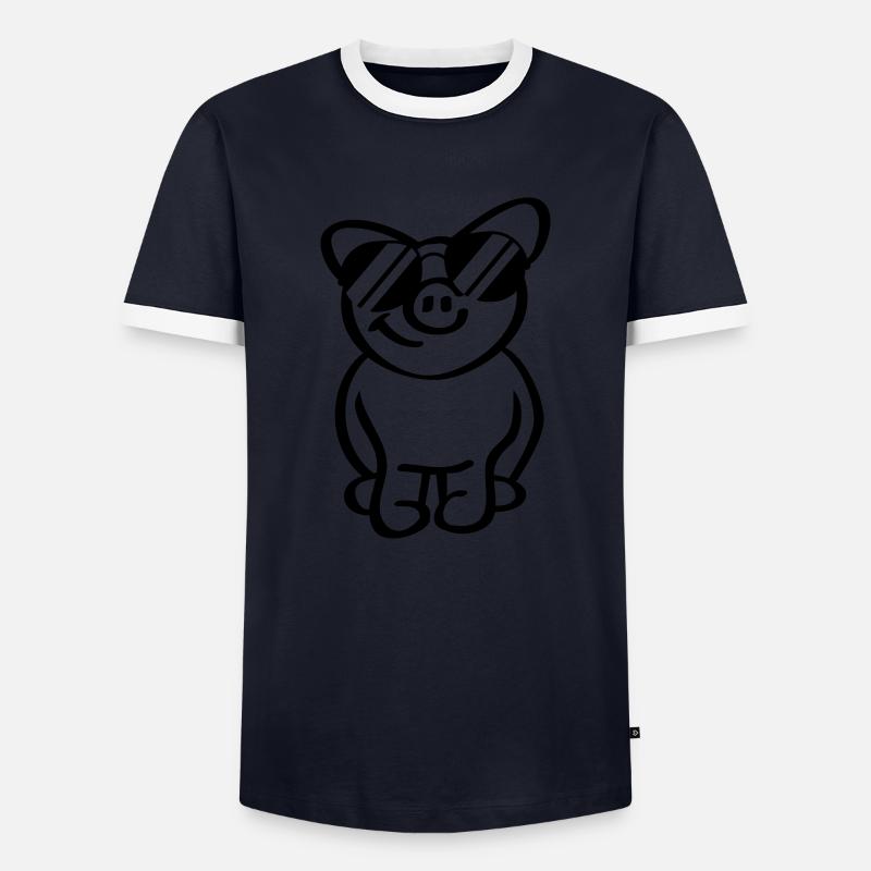 Cool Pig - Männer Kontrast-T-Shirt - Navy/Weiß 