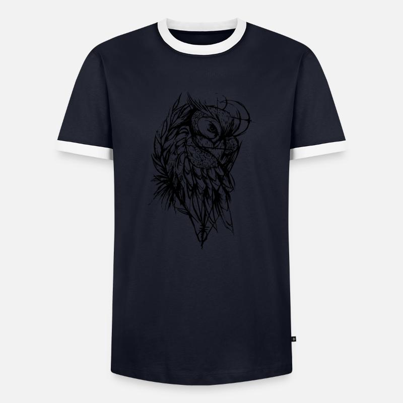 Eule - Männer Kontrast-T-Shirt - Navy/Weiß 