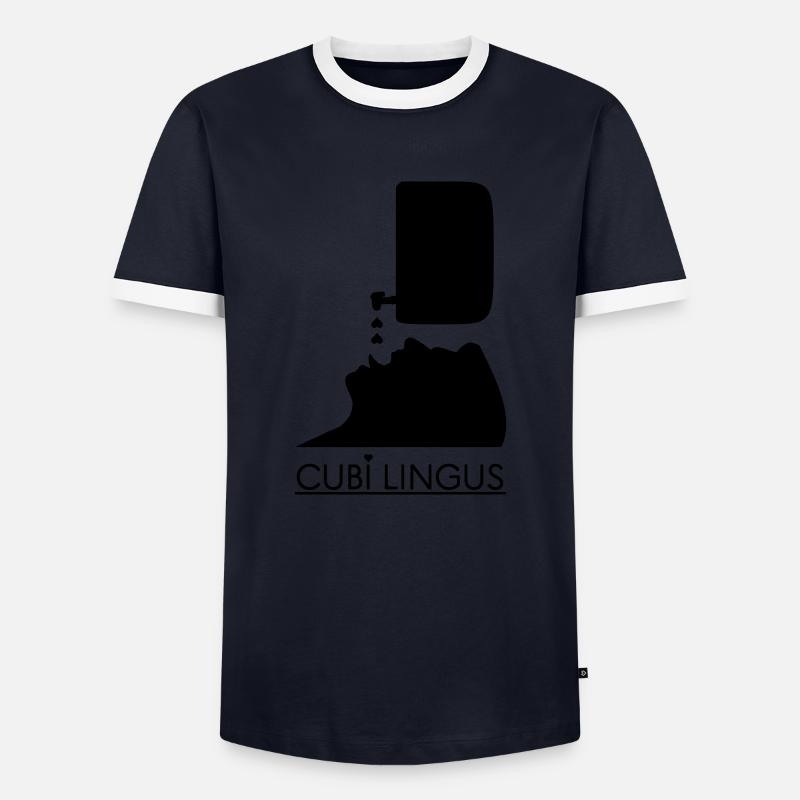 CUBI LINGUS! - Männer Kontrast-T-Shirt - Navy/Weiß 