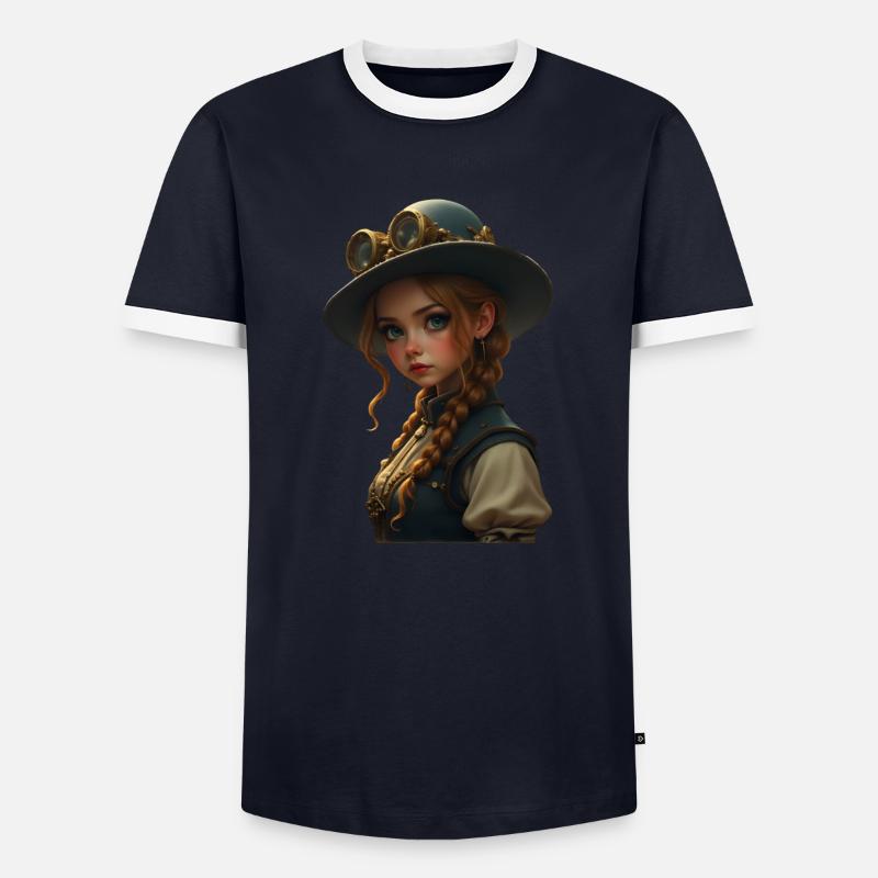 Ms. Fox Steampunk - Männer Kontrast-T-Shirt - Navy/Weiß 