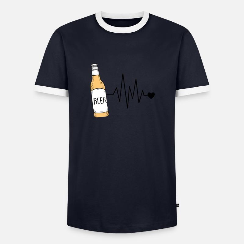 Bier - Männer Kontrast-T-Shirt - Navy/Weiß 
