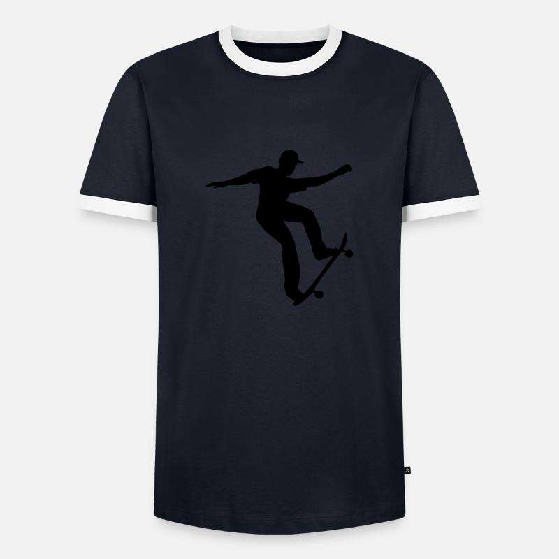 Skateboard, Skateboarder - Männer Kontrast-T-Shirt - Navy/Weiß 