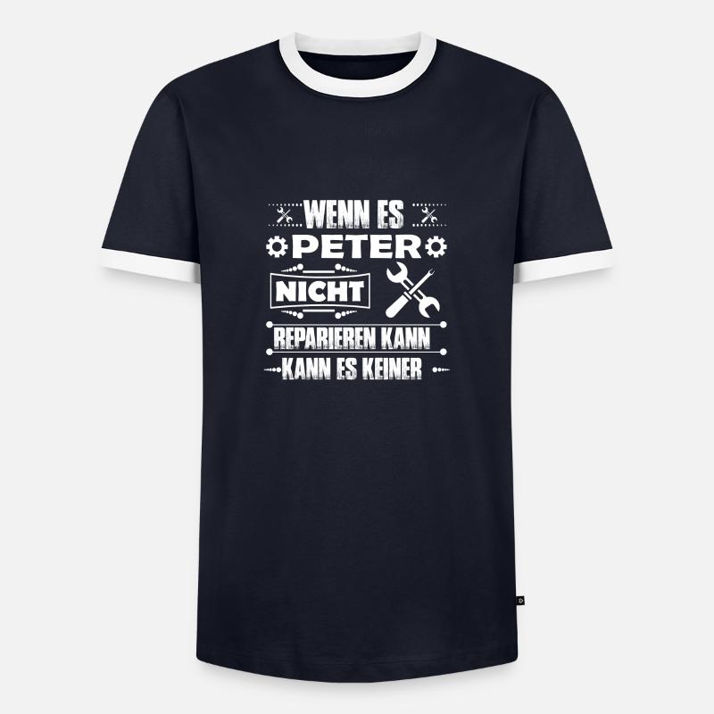Peter - Handwerker Tshirt - Männer Kontrast-T-Shirt - Navy/Weiß 