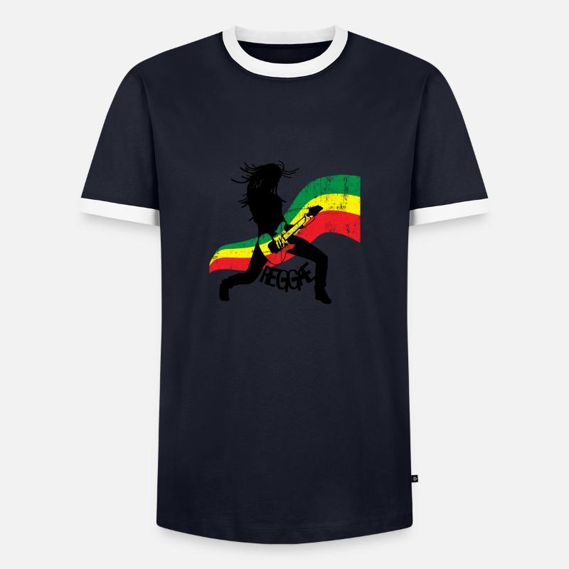 Reggae eu - Men's Ringer Shirt - navy/white