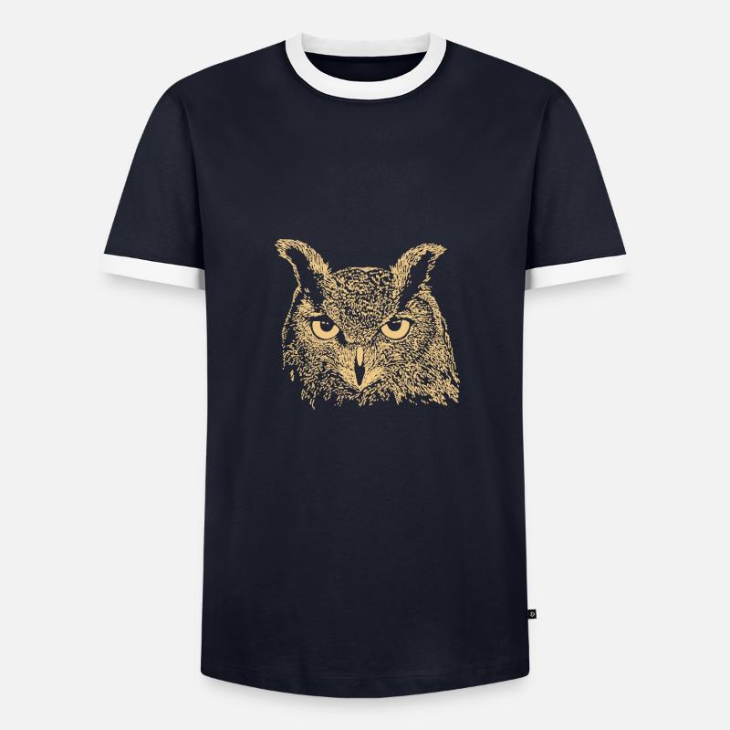Eule - Männer Kontrast-T-Shirt - Navy/Weiß 